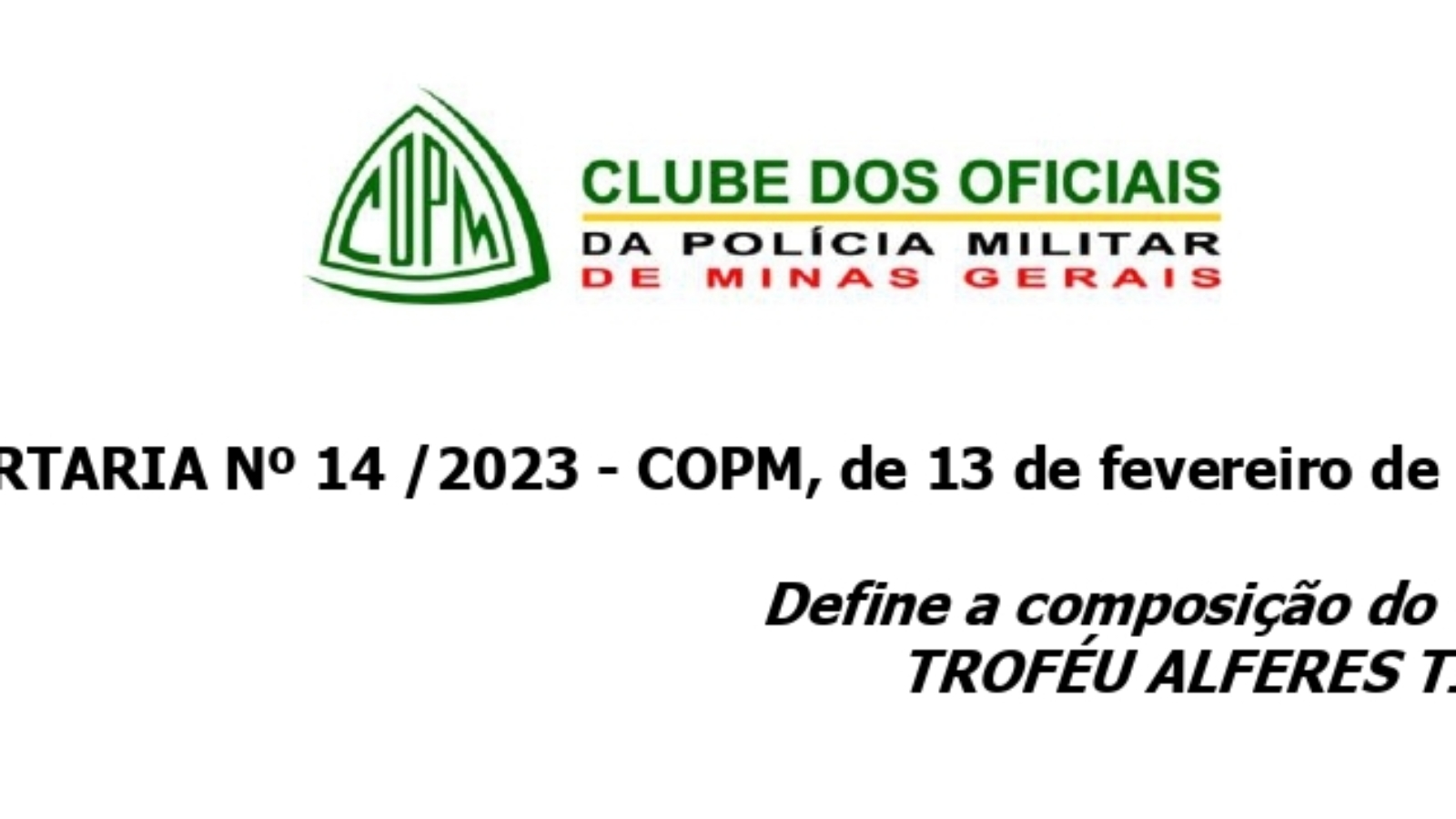 Portaria N14 2023. - Composição do Conselho do Troféu CAPA