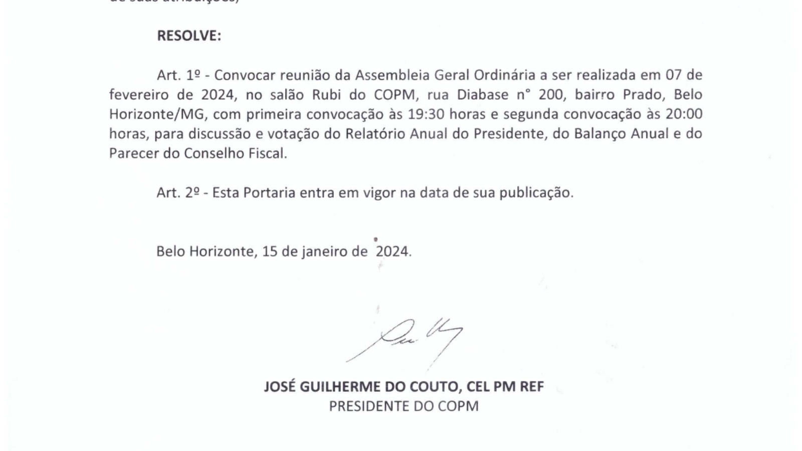 PORTARIA Nº3-2024 - COPM 15JANEIRO2024