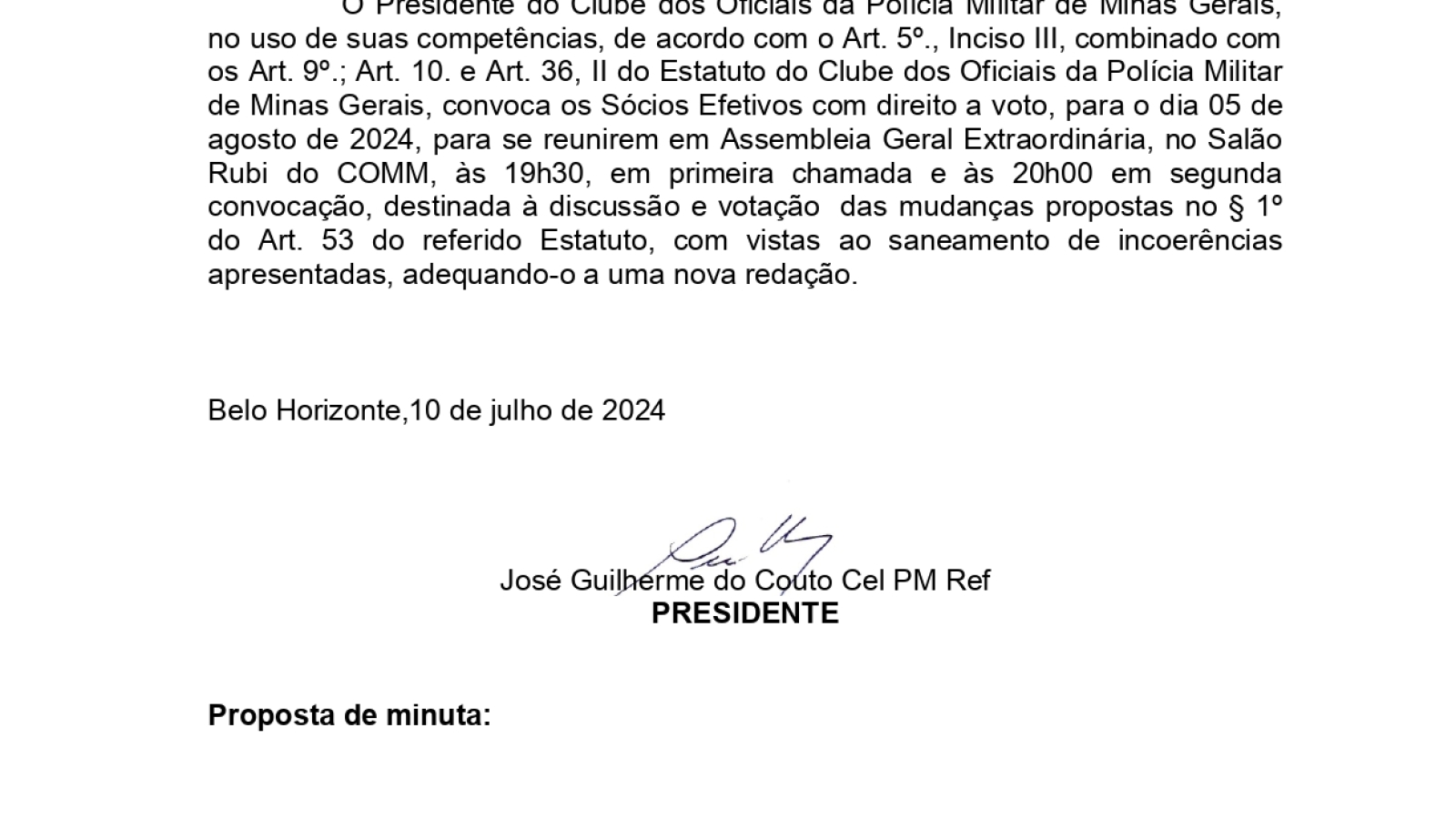 Portaria 035 de 2024 - Convocação de AGE